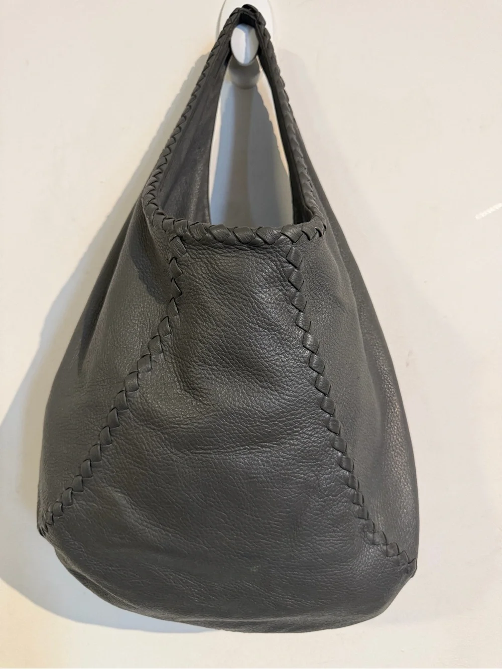 Bottega Veneta Charcoal Woven Leather Hobo